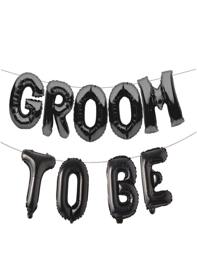 Atpata Funky Black GROOM TO BE Foil Letter Balloons Banner - Bachelor Party Decoration for Dulha to Be, Groom Shower, Engagement, Wedding Festivities & Photo Booth Backdrop Decor - Image 2